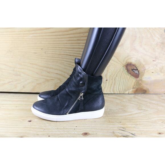 Miz Mooz Boots 40 Black Leather Lavinia High Top Ankle Sneakers Athletic Shoes - Picture 1 of 9